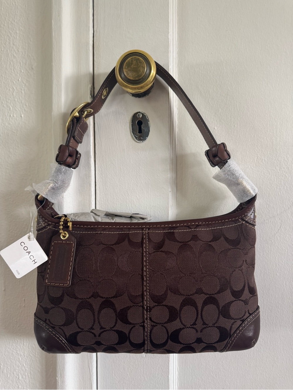 brown Coach purse with brass hardware NWT & dustbag included